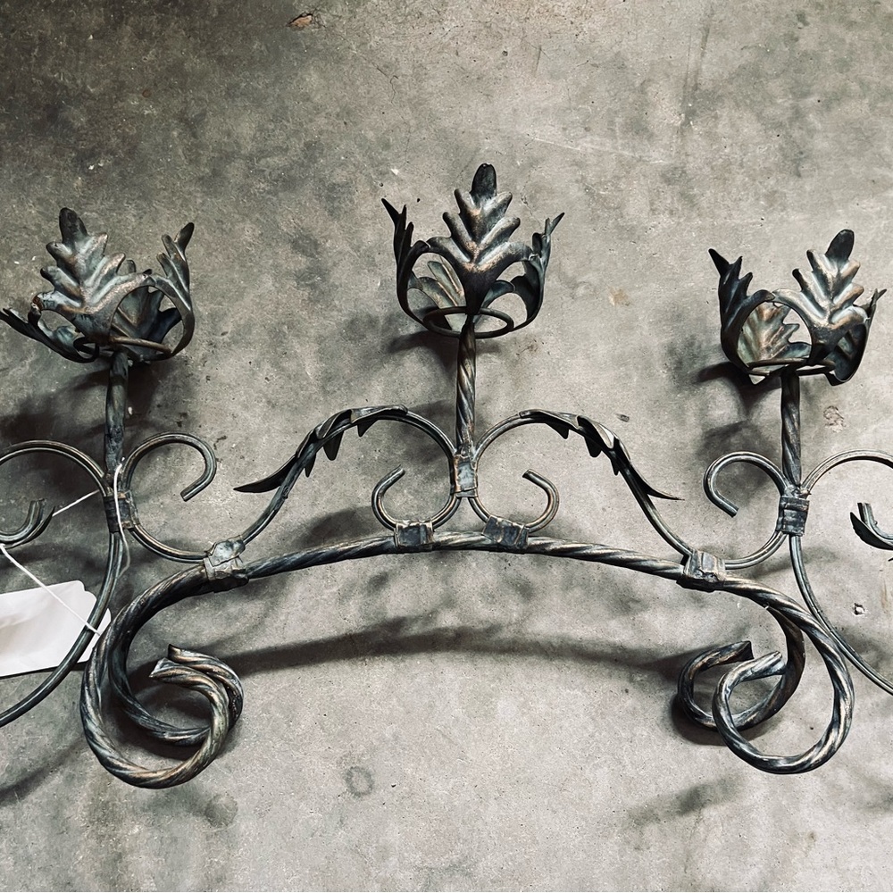 Vintage Ornate 3 Tier Iron Candle Holder